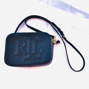 Lauren Ralph Lauren black leather camera crossbody bag